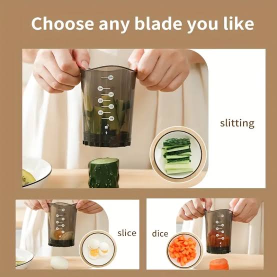 3-in-1 Manual Vegetable Chopper & Food Cutter with Measuring Cup