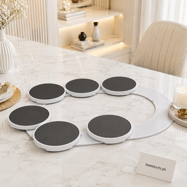 6-Slot Rotating Lazy Susan Serving Tray | Round Food & Snack Serving Platter