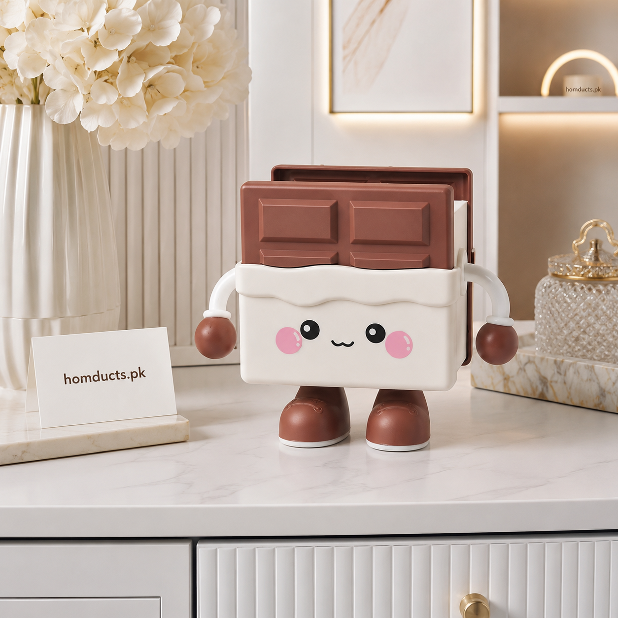 Cute Chocolate Bar Desk Organizer Pen Holder | Kawaii Desktop Storage Container for Pens, Stationery & Accessories