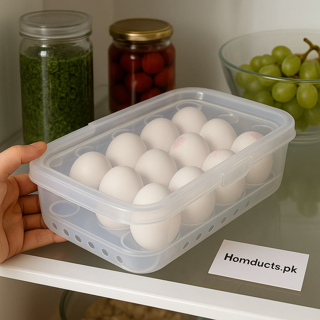 Premium Transparent Egg Storage Box – 15 Slots, Fridge Organizer with Lid