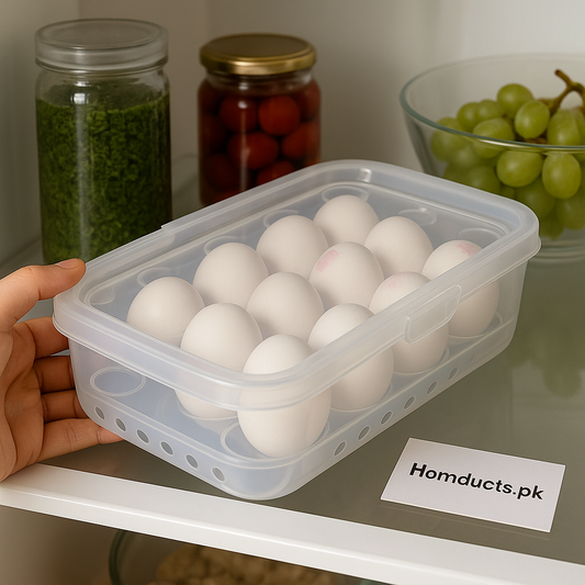 Premium Transparent Egg Storage Box – 15 Slots, Fridge Organizer with Lid
