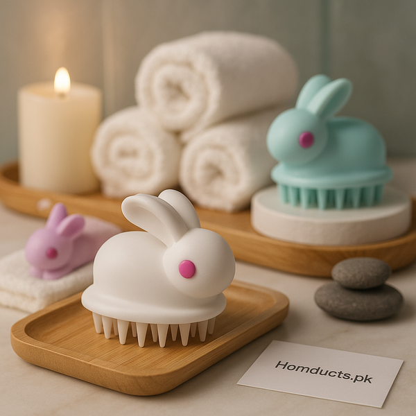 Cute Bunny Scalp & Body Massager Brush – Soft Silicone Hair & Bath Scrubber