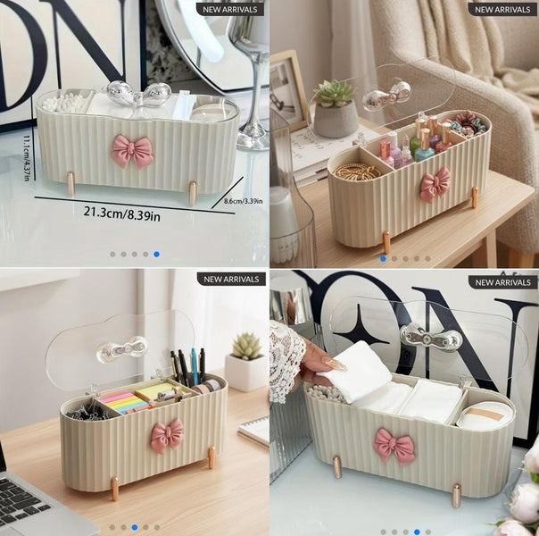 Luxury Multi-Purpose Storage Box with Lid – Cosmetic, Skincare & Desk Organizer