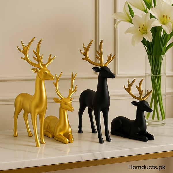 Luxury Fiber Deer Figurine Set – 2 Pieces