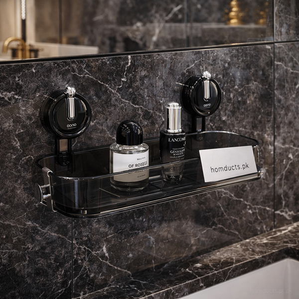 Luxury Transparent Wall-Mounted Bathroom Shelf with Strong Suction Cups