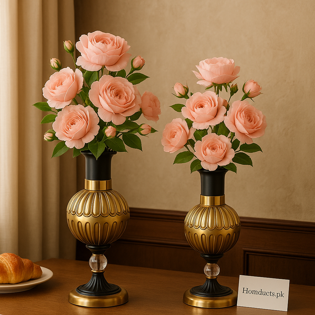 2-Piece Luxury Golden Vase Set – Decorative Small & Large Vases for Home Décor