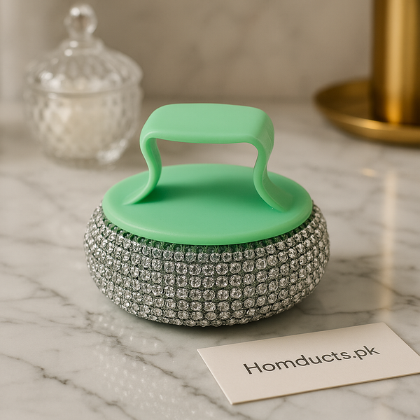 Luxury Crystal Handle Kitchen Scrubber – Premium Non-Scratch Cleaning Brush
