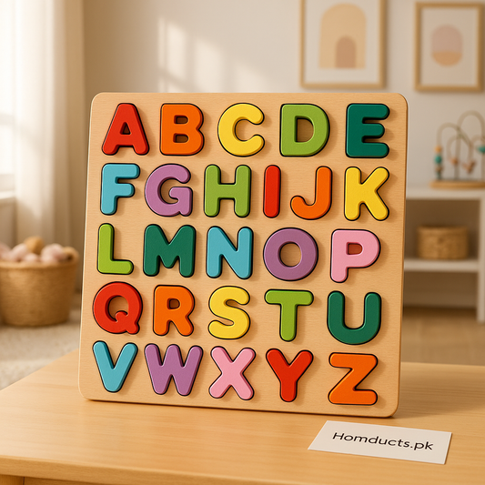 Wooden Alphabet Puzzle Board for Kids – Colorful Learning Toy