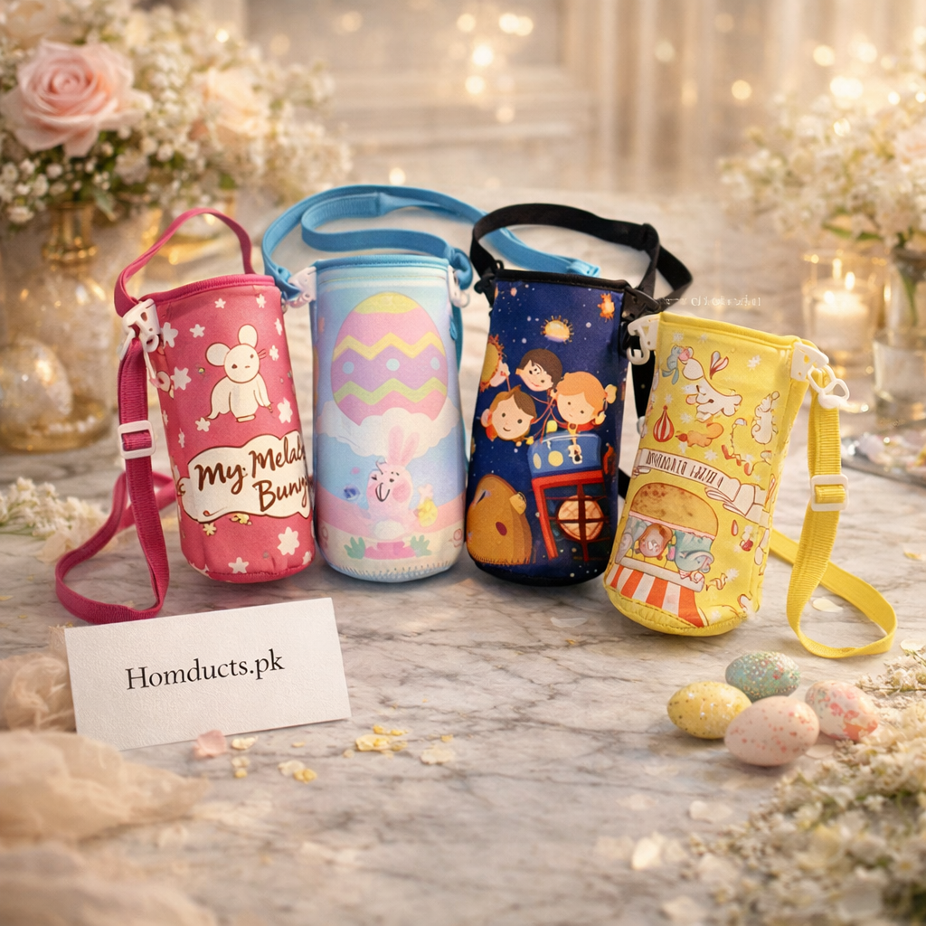 Kids Insulated Bottle Cover with Shoulder Strap – Soft Fabric Water Bottle Pouch (500ml Compatible)