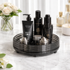 Luxury 360° Rotating Transparent Organizer Tray – Black (Premium Vanity & Countertop Storage)