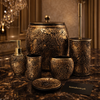 Luxury Embossed Bathroom Accessories Set – Antique Gold Finish (6-Piece Set)