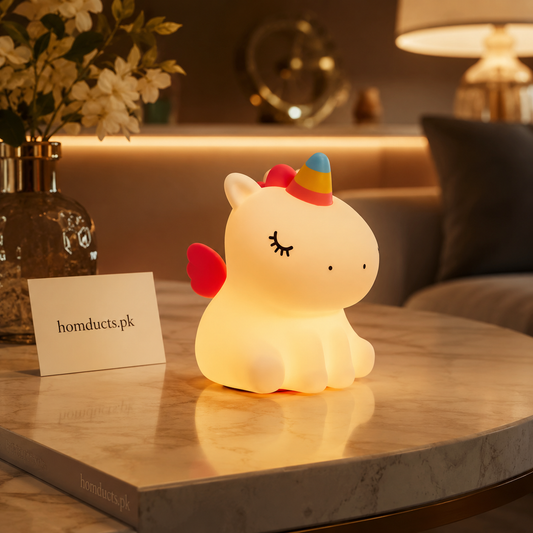 Cute Unicorn LED Night Light Lamp for Kids Bedroom, Nursery Room Decor & Soft Silicone Bedside Sleeping Light