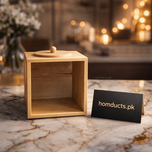 Premium Wooden Grain Storage Box with Lid – Minimal Kitchen Organizer (1 Pc)