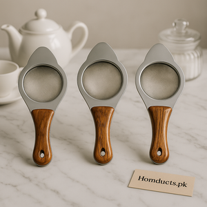 Premium Stainless Steel Tea Strainer with Wooden Handle – 1 Pc