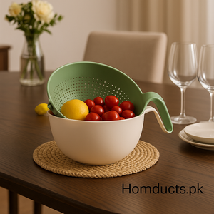 Premium Multi-Functional Colander & Mixing Bowl Set – Double Layer Drain Basket for Kitchen