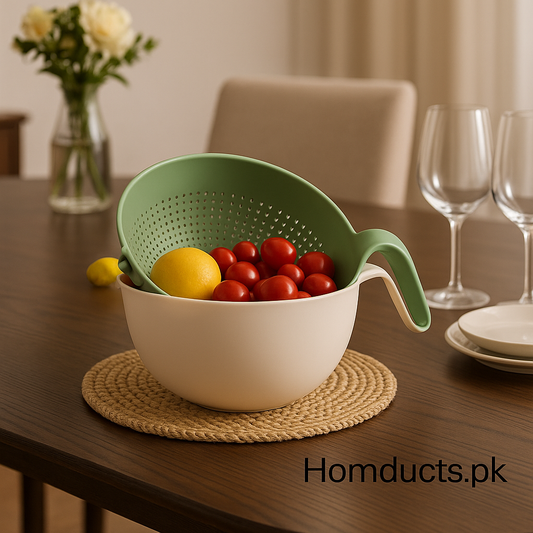 Premium Multi-Functional Colander & Mixing Bowl Set – Double Layer Drain Basket for Kitchen