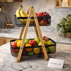 Luxury 2-Tier Countertop Fruit Basket Organizer – Elegant Kitchen Display Stand