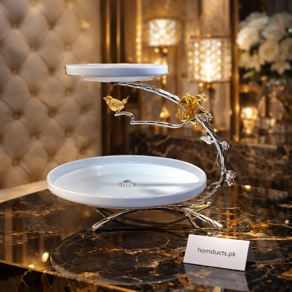 Luxury Two-Tier Decorative Serving Stand for Desserts & Table Styling