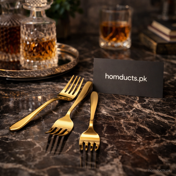 Luxury Gold Dessert Fork Set – 6 Pieces | Elegant Tableware for Dining & Serving