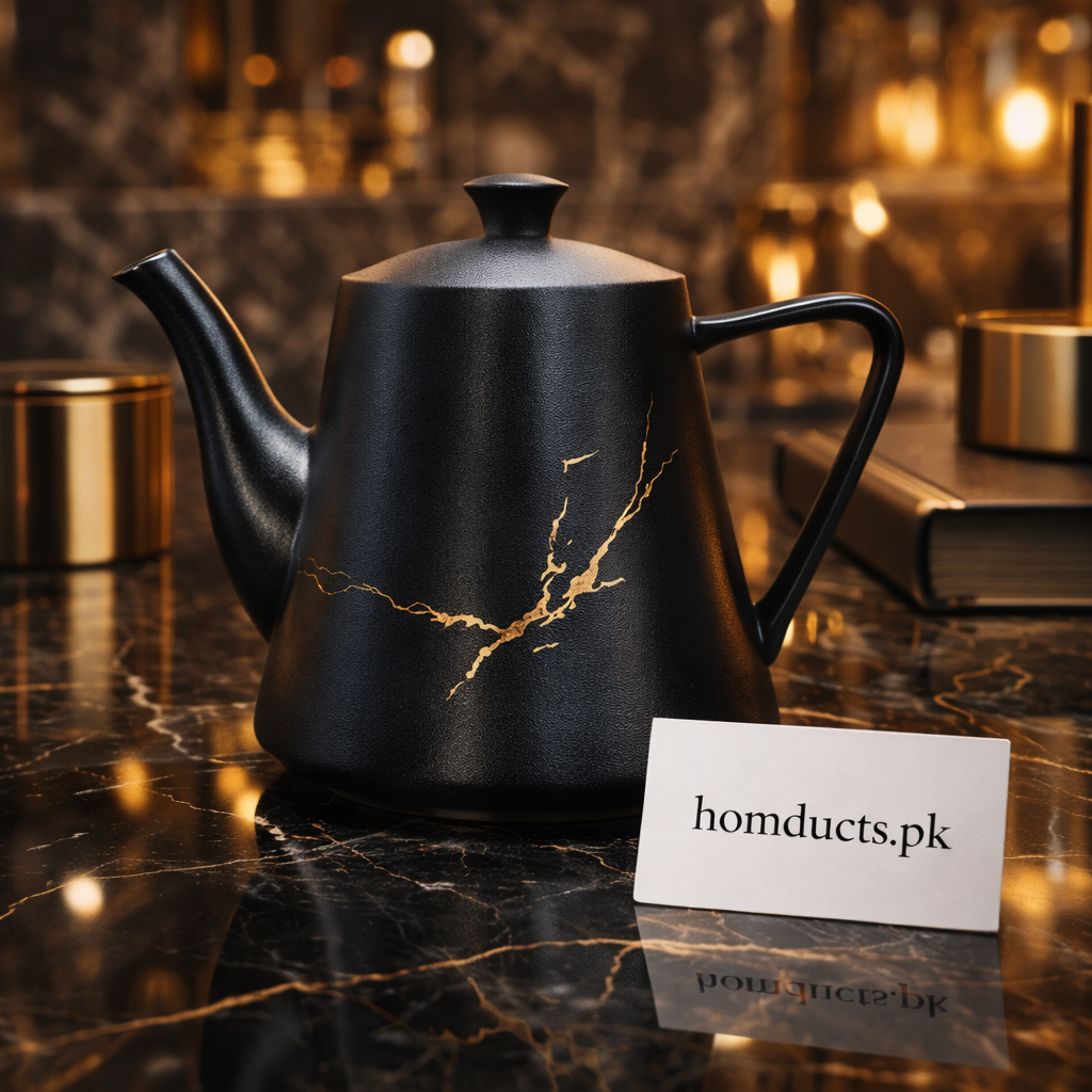 Luxury Matte Black Designer Teapot – Elegant Modern Serving Pot