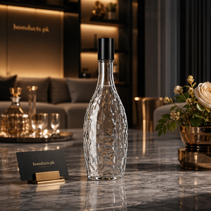 Ziba Luxury Textured Crystal Glass Water Bottle with Premium Airtight Lid – Elegant Designer Beverage Bottle for Modern Dining, Kitchen & Table Décor