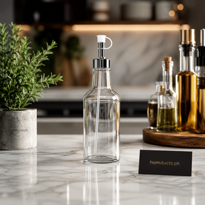 Ziba Premium Glass Oil Dispenser Bottle with Pump for Kitchen & Dining | Elegant Leakproof Liquid Pourer for Olive Oil, Vinegar & Sauces