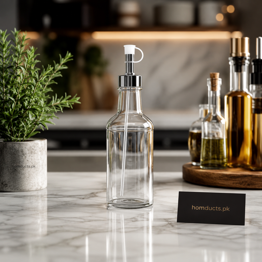 Ziba Premium Glass Oil Dispenser Bottle with Pump for Kitchen & Dining | Elegant Leakproof Liquid Pourer for Olive Oil, Vinegar & Sauces