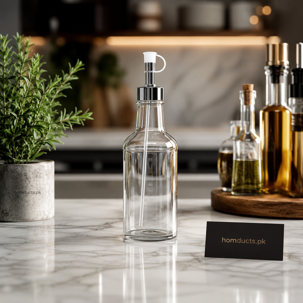 Ziba Premium Glass Oil Dispenser Bottle with Pump for Kitchen & Dining | Elegant Leakproof Liquid Pourer for Olive Oil, Vinegar & Sauces