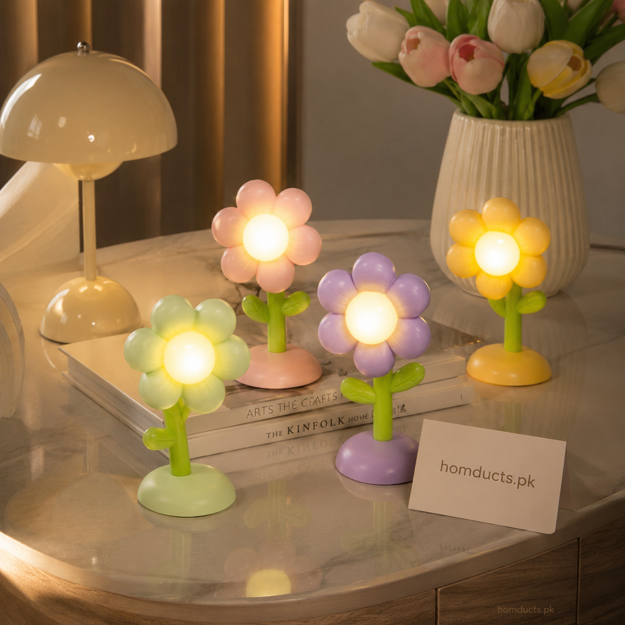 Aesthetic LED Flower Night Light Decorative Mini Table Lamp for Bedroom, Desk & Cozy Room Decor