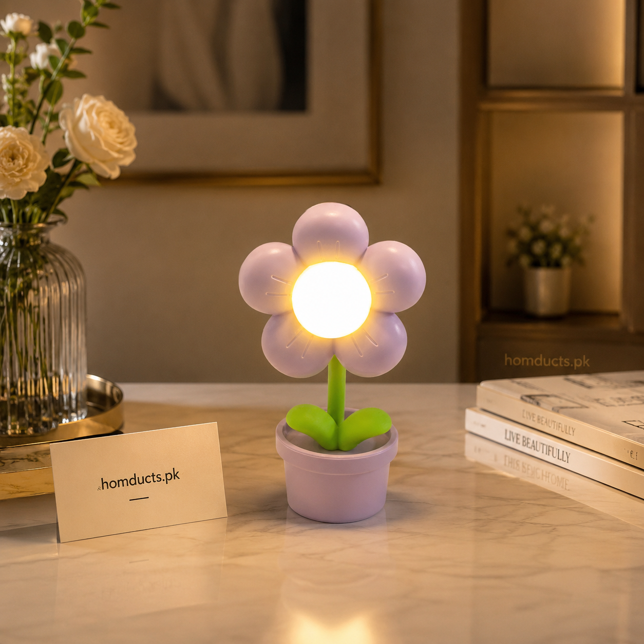 Aesthetic LED Flower Night Light Decorative Mini Table Lamp for Bedroom, Desk & Cozy Room Decor