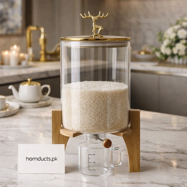 Luxury 5500ml Rice Dispenser with Measuring Cup – Elegant Kitchen Storage Jar