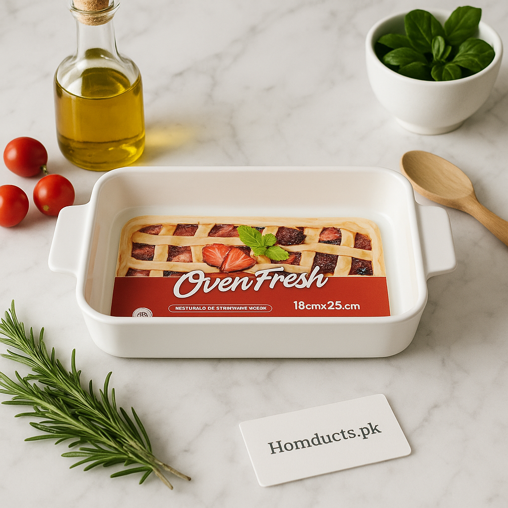 Premium Ceramic Rectangular Baking Dish – 18cm x 25cm Oven-Safe Roasting Pan