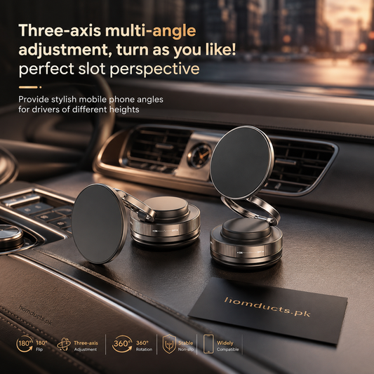 Luxury 360° Rotating Magnetic Phone Holder Stand for Car, Office Desk, Kitchen & Home – Adjustable Foldable Mobile Mount for Multi-Purpose Use