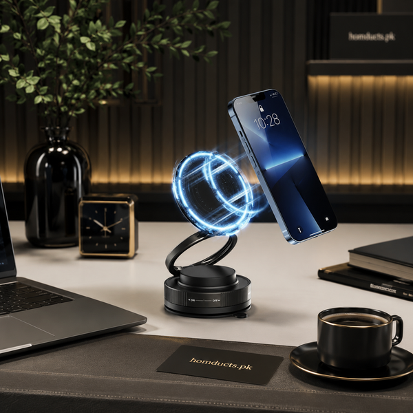 Luxury 360° Rotating Magnetic Phone Holder Stand for Car, Office Desk, Kitchen & Home – Adjustable Foldable Mobile Mount for Multi-Purpose Use