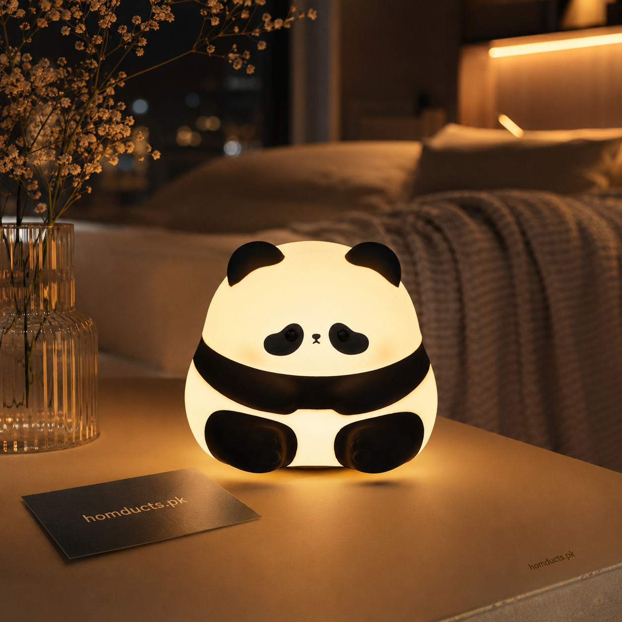 Luxury Panda Silicone LED Night Lamp – Soft Warm Glow Rechargeable Cute Bedside Sleep Light for Bedroom, Kids Room & Cozy Home Decor