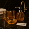 ✨ Amber Luxe 4-Piece Bathroom Accessory Set – Soap Dispenser, Tumblers & Soap Dish