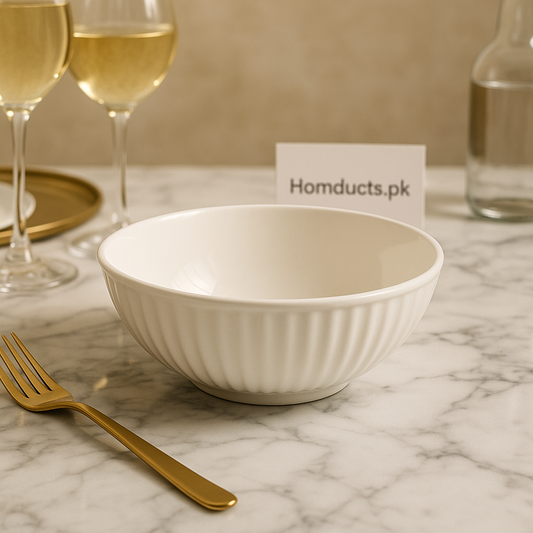 Luxury White Ceramic Serving Bowl – Elegant Dinnerware for Kitchen & Dining