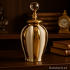 Luxury Gold & White Decorative Jar with Crystal Lid – Premium Home Décor Accent