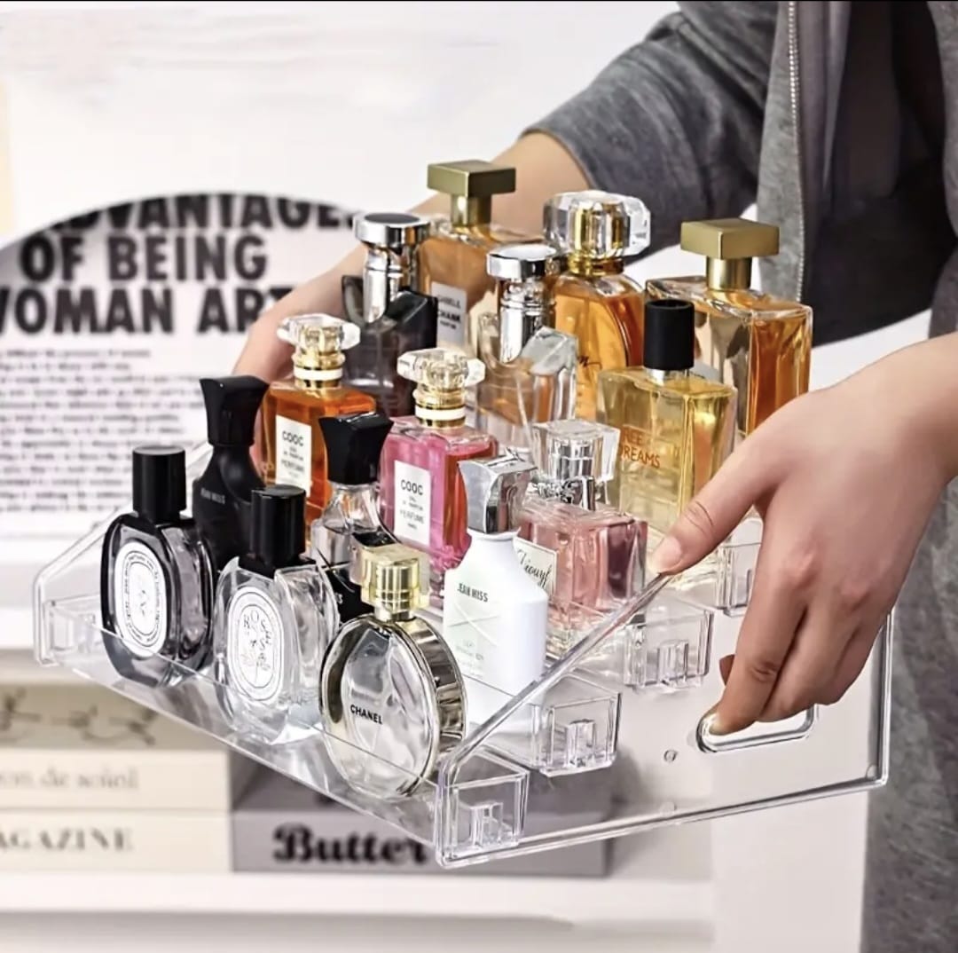 Luxury Acrylic Makeup Organizer – Multi-Compartment Storage for Cosmetics, Nail Polish & Accessories