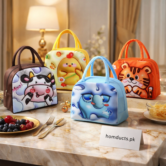 Premium Insulated Kids Lunch Bag – Cute Cartoon Thermal Food Carry Bag | Waterproof & Leakproof | Homducts.pk