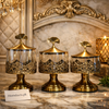 Luxury Gold Glass Candy Jars Set – 3 Pcs Decorative Storage Containers with Elegant Metal Stand