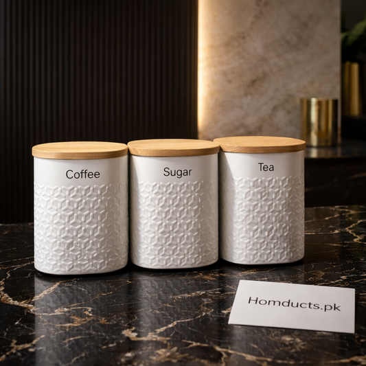 Luxury Ceramic Kitchen Canister Set – Coffee Sugar Tea Storage | Homducts.pk
