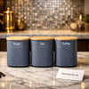 Luxury Matte Kitchen Canister Set – Sugar, Tea & Coffee Storage Jars with Bamboo Lids (3-Piece Set)