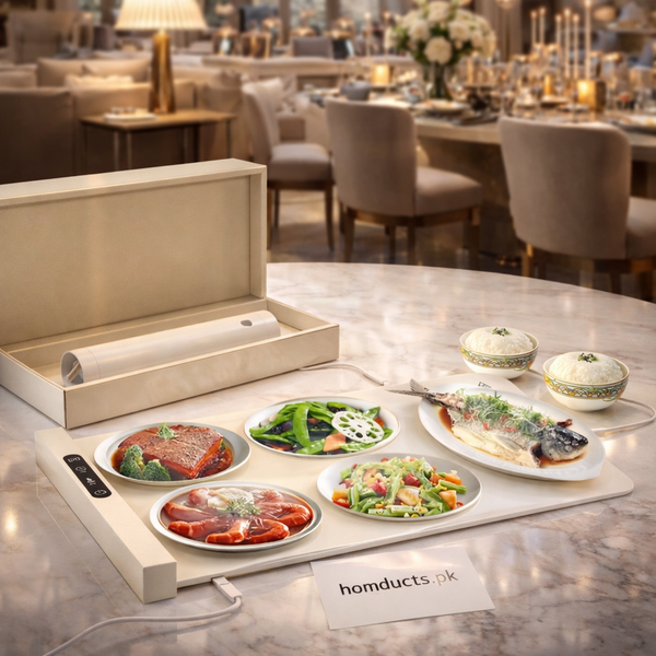 Luxury Rechargeable Electric Food Warming Tray – 8H Smart Timer | Cordless Hot Plate Server by Homducts.pk