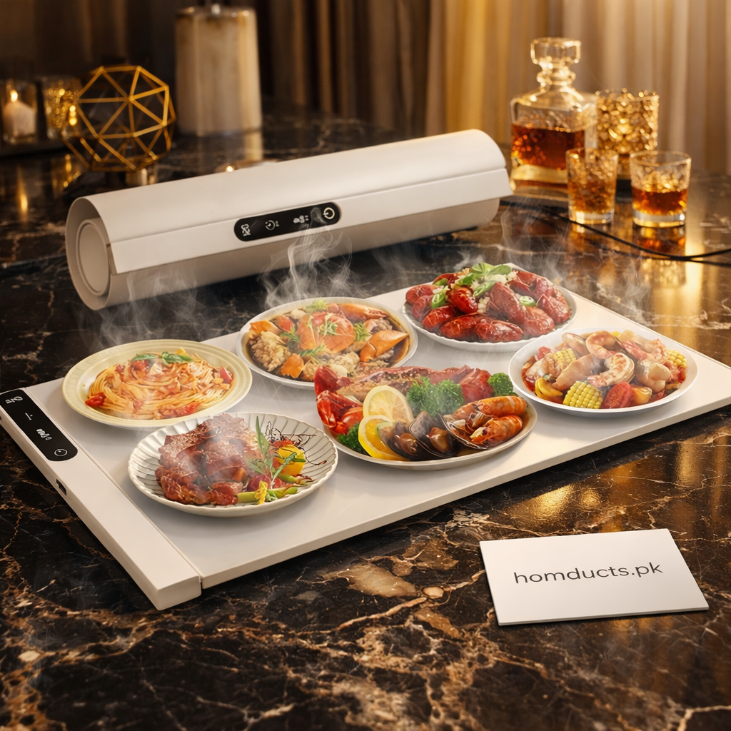 Luxury Rechargeable Electric Food Warming Tray – 8H Smart Timer | Cordless Hot Plate Server by Homducts.pk