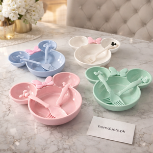 Cute Cartoon Baby Feeding Bowl with Spoon & Fork – BPA Free Kids Dinner Plate (1 PC)