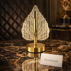 Luxury Crystal Leaf LED Table Lamp – Modern Golden Decorative Night Light for Bedroom, Living Room & Office | Homducts.pk