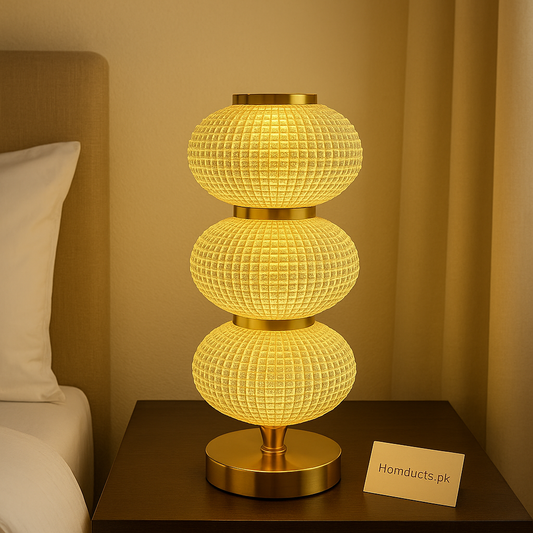 Triple Globe Crystal Bedside Lamp – Modern Gold Accent Light for Bedroom & Living Room