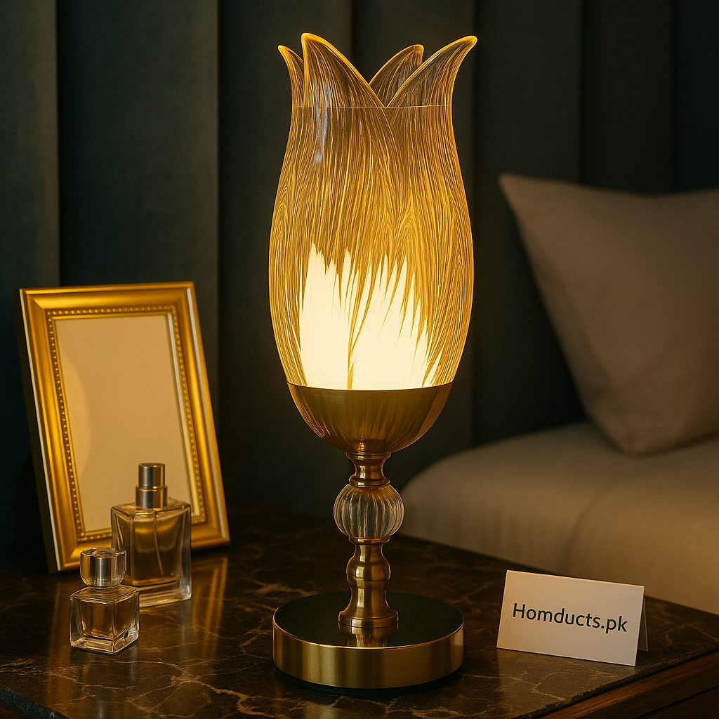 Golden Tulip Glow Lamp – Luxury Bedside Accent Light