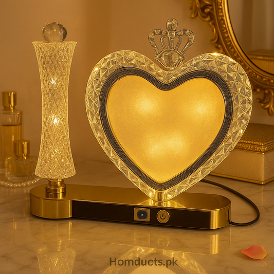 Crystal Heart Crown LED Photo Frame Lamp – Luxury Decorative Night Light